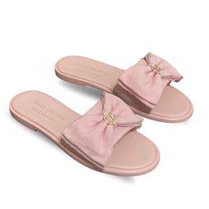 Louis Vuitton x Takashi Murakami Lily Flat Mule Bow Slide Sandals Black Canvas 1AGVYA