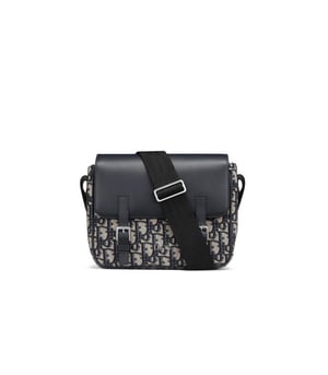 Dior Messenger Bag Blue Oblique Canvas and Calfskin
