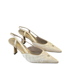 Chanel Pearl Lattice Slingback Heels