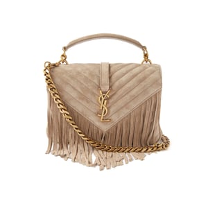 Saint Laurent College Medium Suede Shoulder Bag Gray 24Cm