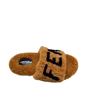 Fendi Shearling Slides Brown