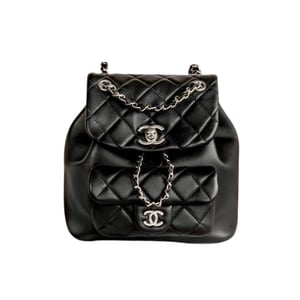 Chanel Duma Matelasse Leather Chain Backpack Black 20Cm/7.8in
