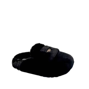 Prada Shearling Sabots Black