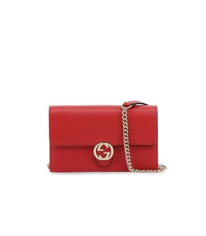 Gucci GG Interlocking Wallet On Chain Red