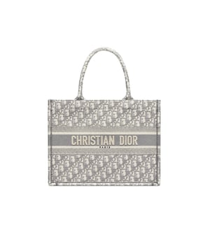 Dior Small Book Tote Grey Oblique Embroidery