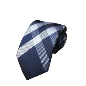 Burberry Navy Nova Check Silk Tie For Men