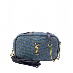 Saint Laurent Women'S Blue Mini Lou Denim Camera Bag 23Cm