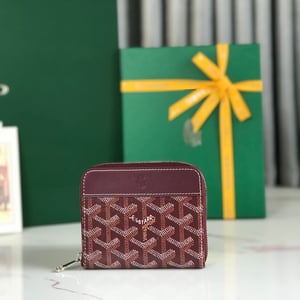 Goyard Matignon Mini Wallet 11 Cm Wine Red Goyardine Canvas And Calfskin