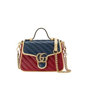 Gucci GG Marmont Mini Bag Blue and Red Leather