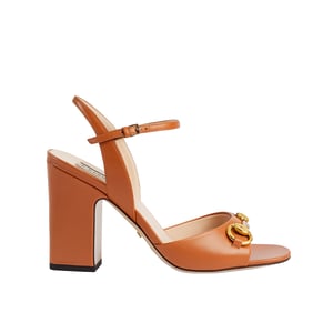 Gucci Women'S Horsebit High Heel Sandal Brown 771600 C9D00 2176