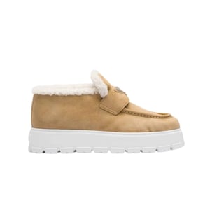 Prada Suede Loafer Booties Ecru 1D245N 3I2M F0379 F Zb45