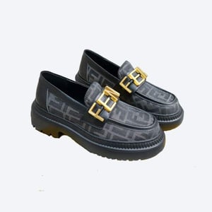 Fendigraphy Ff Leather Loafers Grey