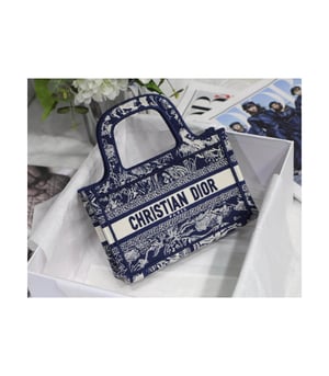Dior Mini Book Tote Blue Toile de Jouy Reverse Embroidery