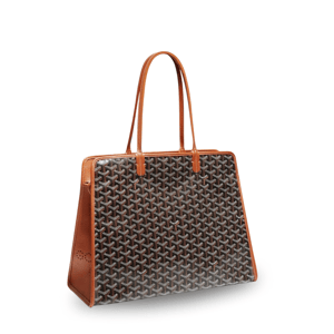 Goyard Hardy Pm Bag 40 Cm Black Goyardine Canvas And Tan Taurillon Leather Trim