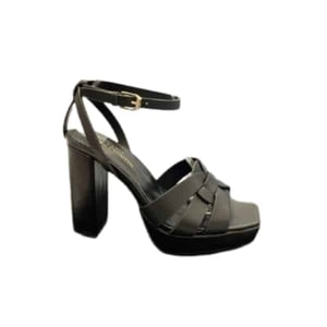 Saint Laurent Tribute Platform Sandals In Smooth Leather Black