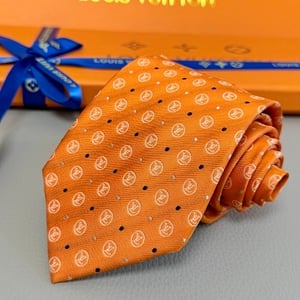 Louis Vuitton Orange Monogram Polka Dot Canvas Tie For Men