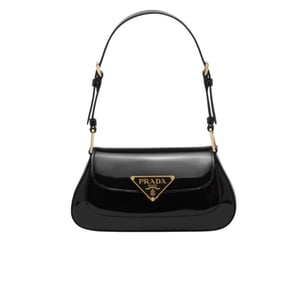 Prada Patent Leather Shoulder Bag In Cherry Black 25Cm