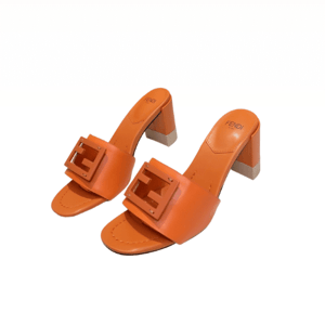 Fendi Signature Leather High Heel Orange