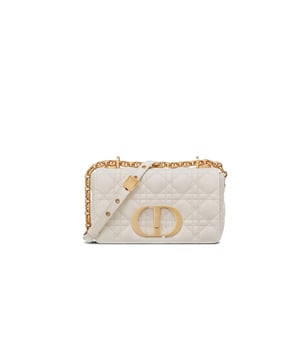Dior Small Caro Bag White Supple Cannage Calfskin