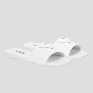 Prada Brushed Leather Slide In White
