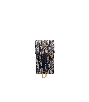 Dior Vertical Saddle Pouch Blue Oblique Jacquard
