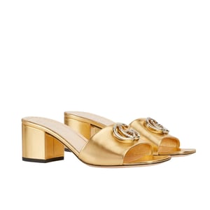 Gucci Nojum Women'S Slide Sandal Metallic Gold ?817257 B8B00 8024