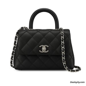 Chanel Coco Classic Flap 24cm/9.4in Caviar Leather Silver Hardware - Black