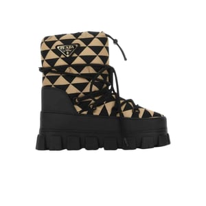 Prada Nylon Gabardine Apr?S Ski Booties Black Beige