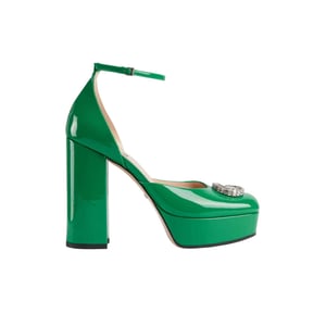 Gucci Women'S Platform Pump With Green Double G ?762386 Bnc00 3727