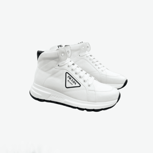 Prada Prax 01 Re Nylon And Brushed Leather Sneakers White