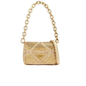 Prada Satin Crystal Mini Bag Gold 20Cm