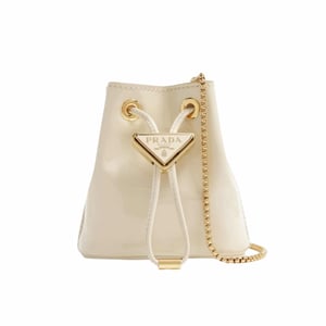 Prada Patent Leather Mini Pouch White 14Cm