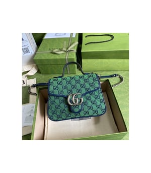 Gucci GG Marmont Multicolour Mini Top Handle Bag Green