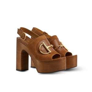 Gucci High Heel Platform Sandal With Horsebit In Brown Suede
