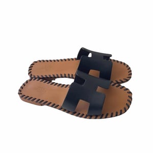 Herm?S Oran Sandals Stitching In Black And Brown