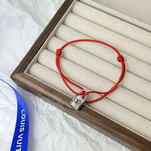 Louis Vuitton Silver Lockit Bracelet Red Qa5078