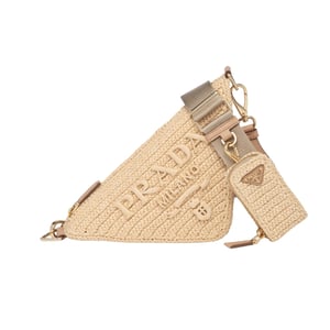 Prada Triangle Crochet Shoulder Bag Natural 25Cm