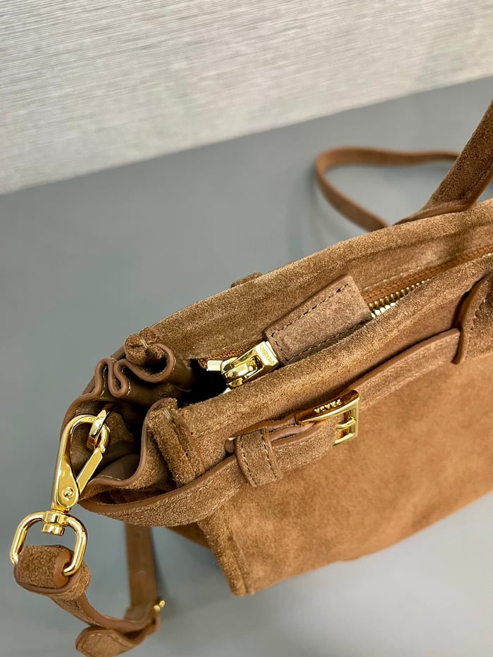 Prada Bonnie Large Suede Handbag Cocoa Brown 38cm – dealsyity.com